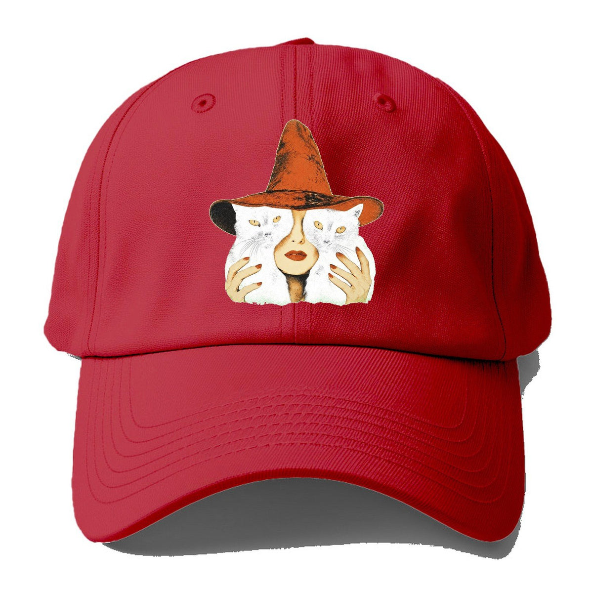 Witch Face With Cats Baseball Cap – Red