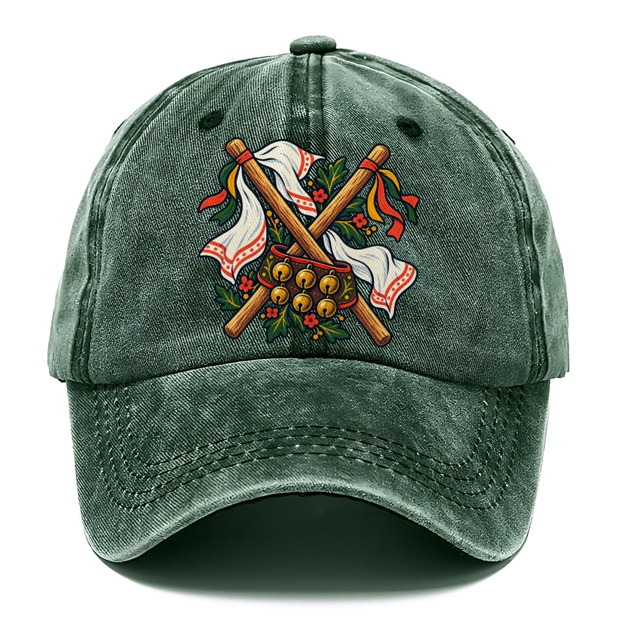 Morris Dance Bells Sticks And Handkerchiefs Uk Culture Heritage Classic Cap – Forest Mist