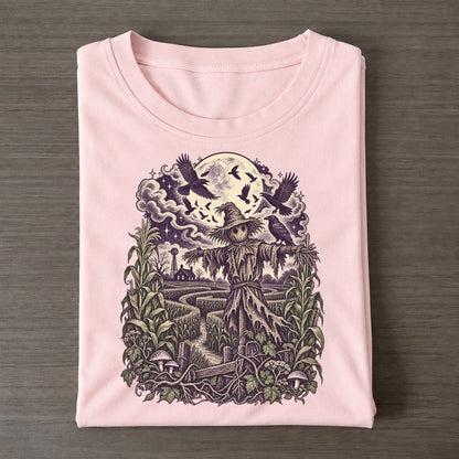 Cornfield Scarecrow Crows Midnight Haunt Classic T-shirt – Pink