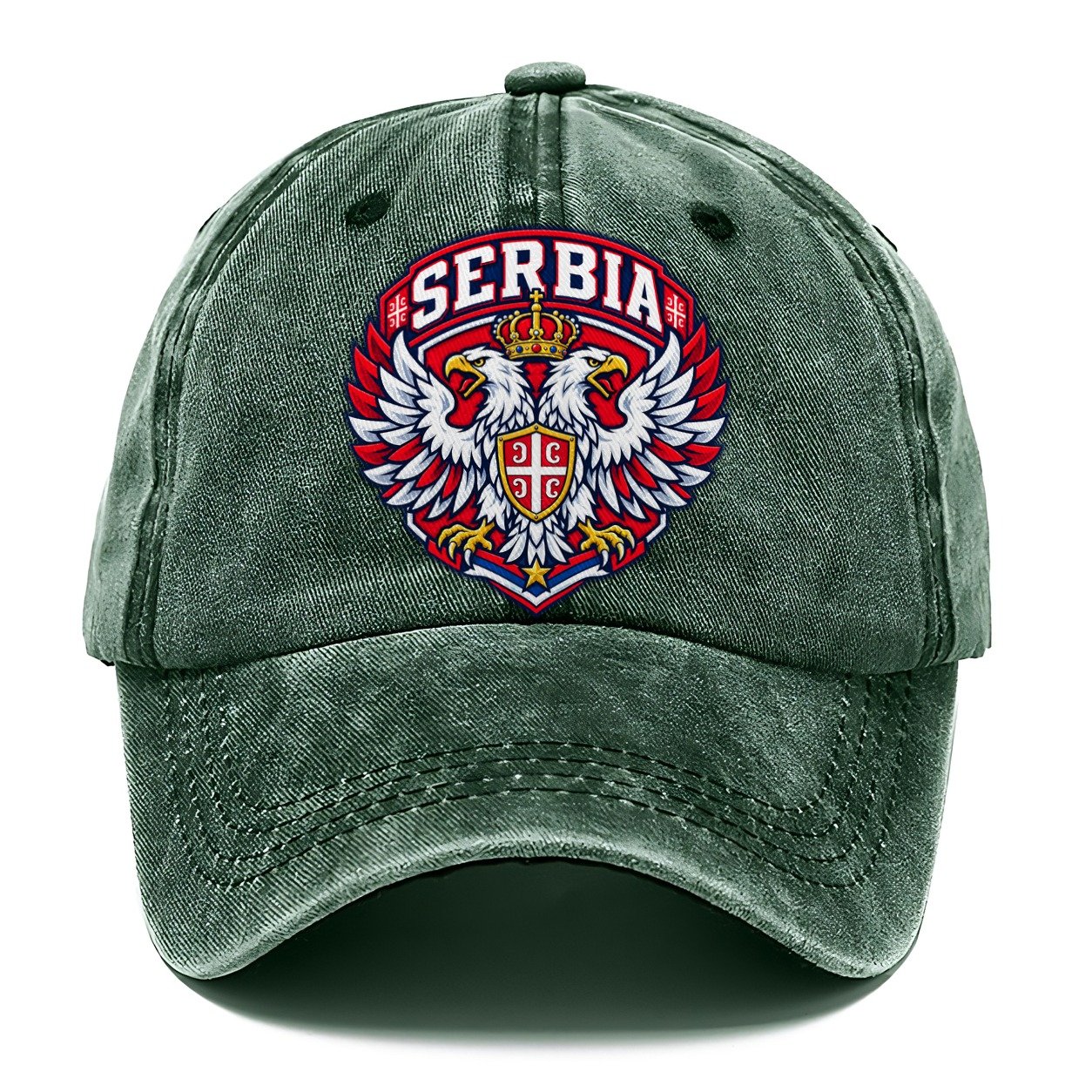 Serbia Retro Badge Country Logos Classic Cap – Forest Mist