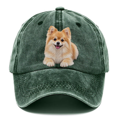 Pomeranian Lying Down Top Breeds Classic Cap – Forest Mist