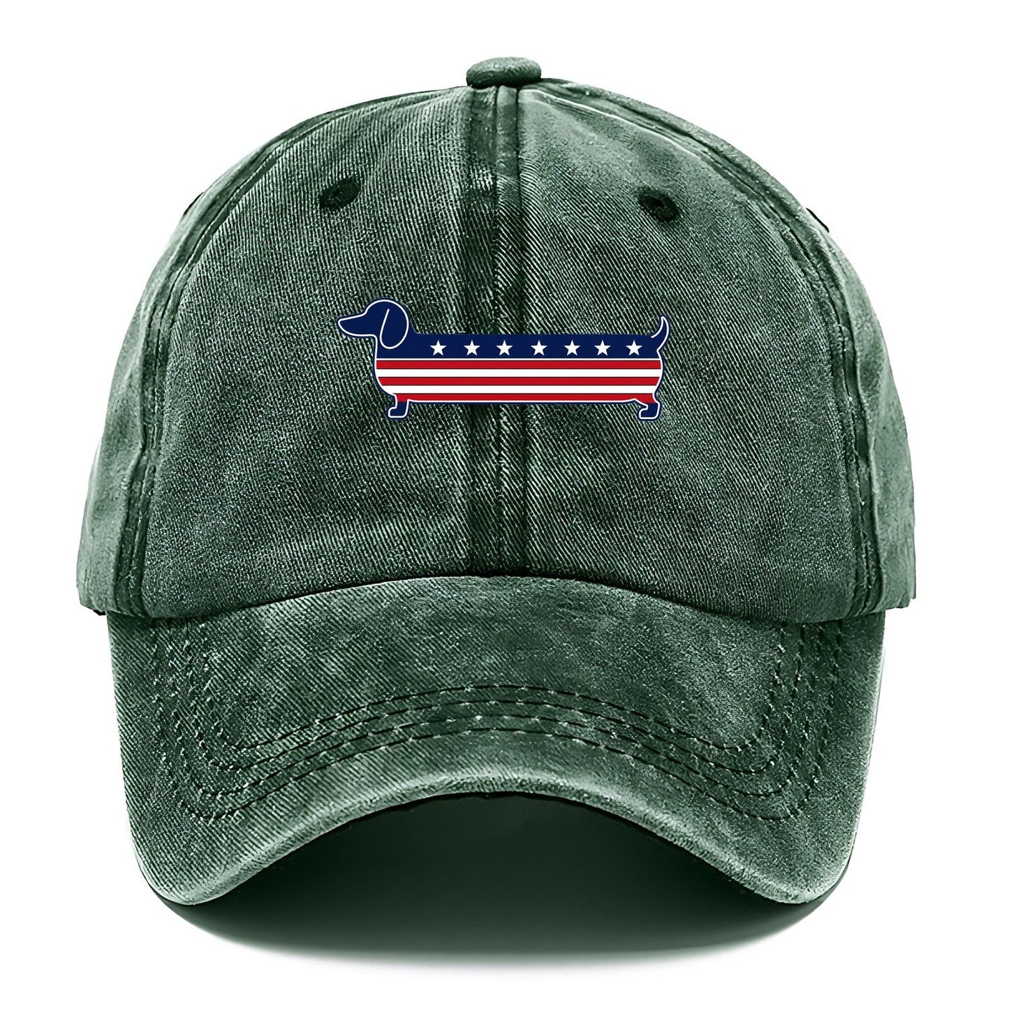 Patriotic Dachshund Flag Stripe Classic Cap – Forest Mist