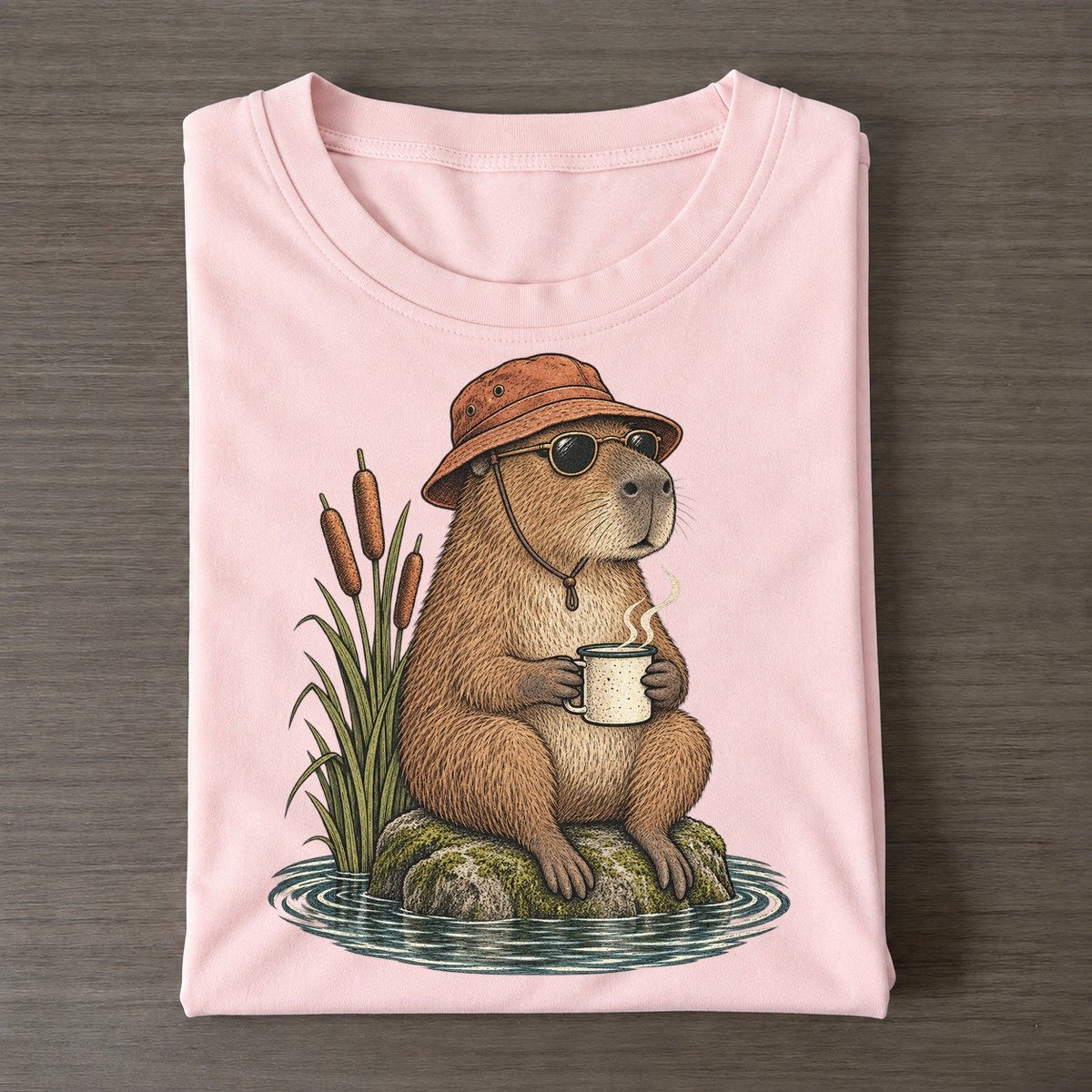 Capybara Soak Slow Camp Club Classic T-shirt – Pink