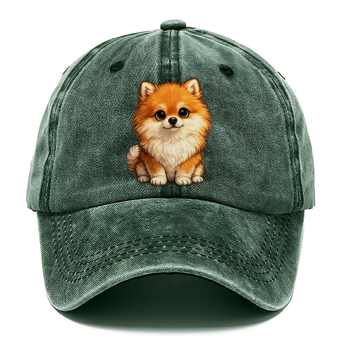 Pomeranian Sitting Sweetheart Classic Cap – Forest Mist