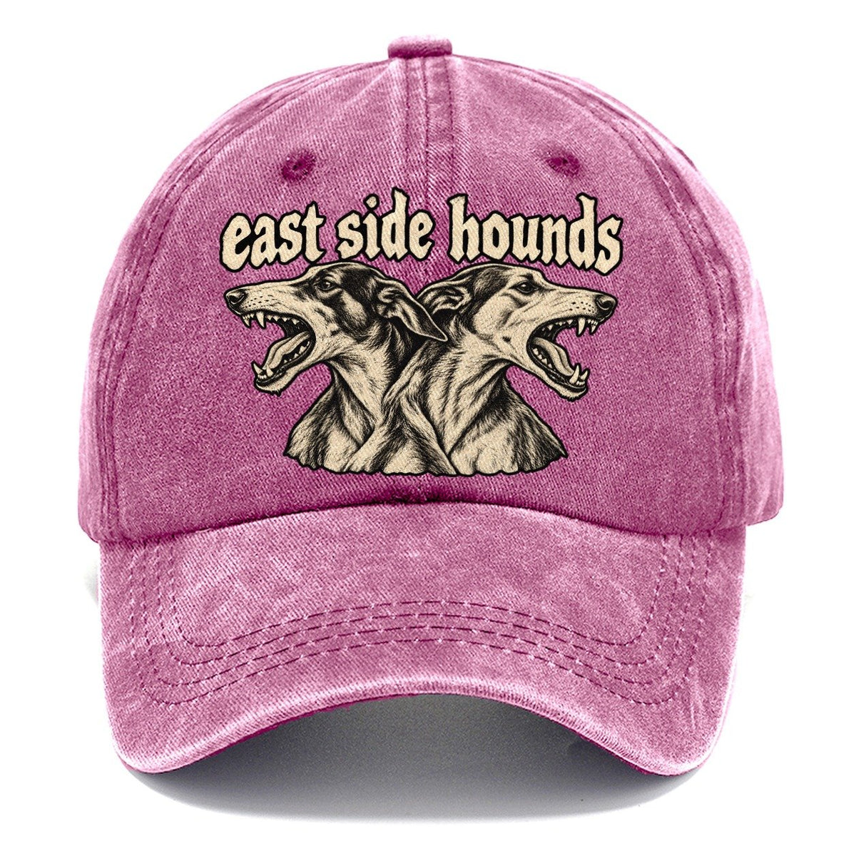 Two Lean Hound Heads Back To Back Facing Opposite Directions Bark For Me Classic Cap – Dusty Rose