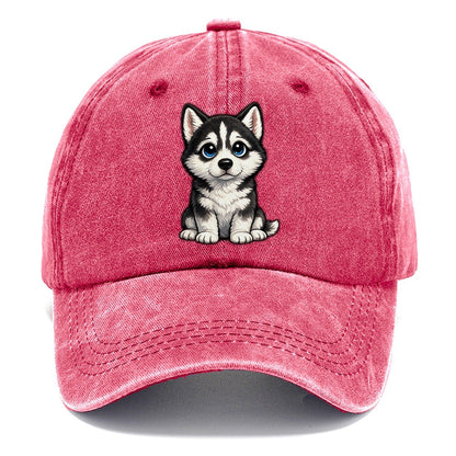 Siberian Husky Sitting Sweetheart Classic Cap – Pomegranate Blush