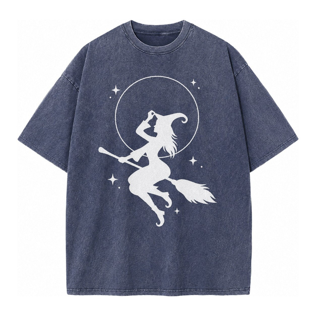 Witch On Broom Vintage T-shirt – Blue