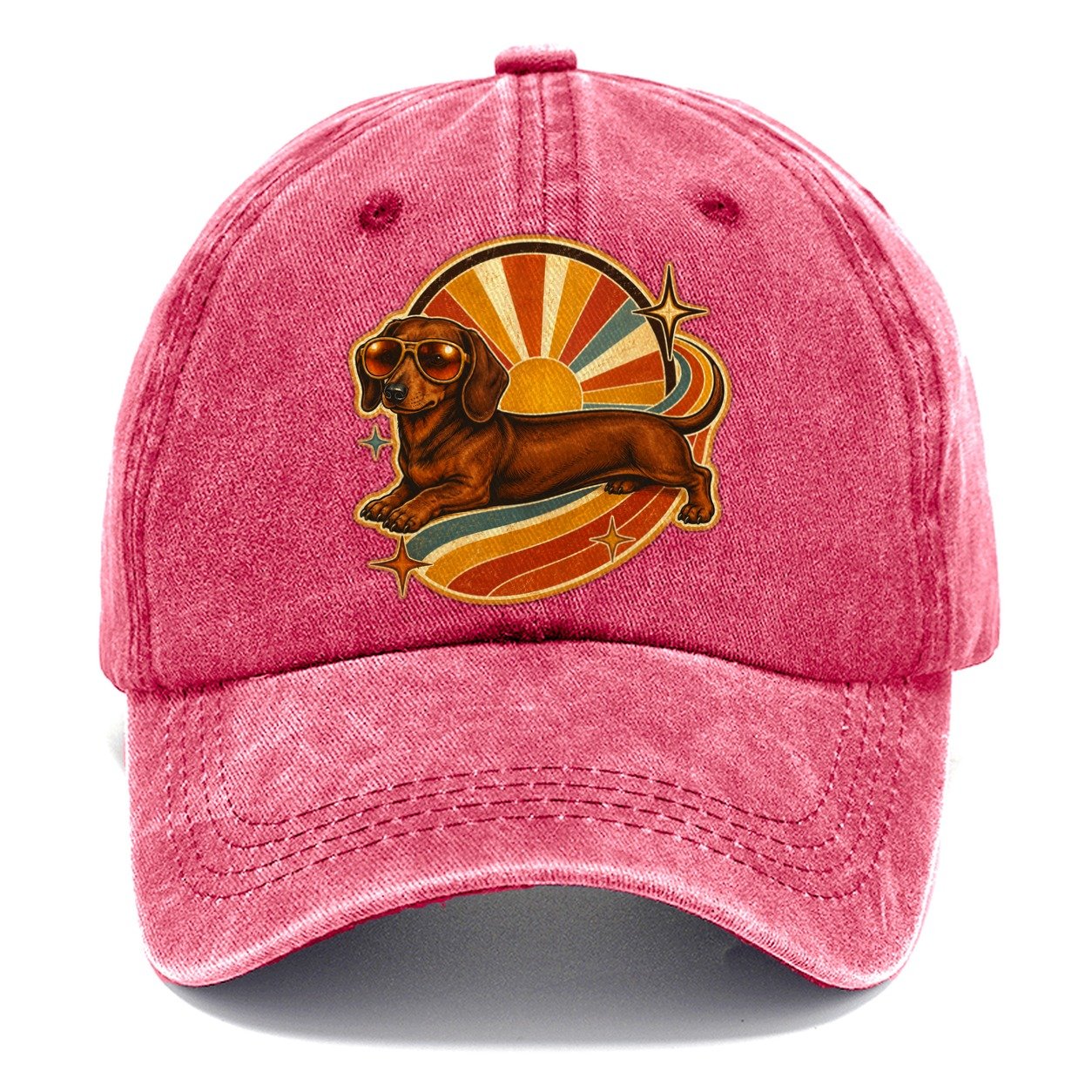 Vintage Retro Dachshund Cruiser Classic Cap – Pomegranate Blush