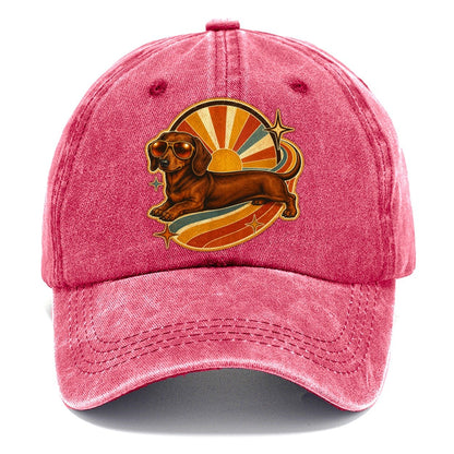 Vintage Retro Dachshund Cruiser Classic Cap – Pomegranate Blush