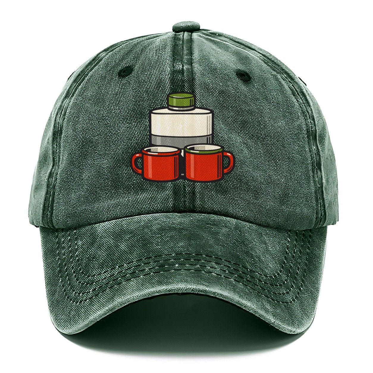 Flask And Two Mugs Geocaching Classic Cap – Forest Mist