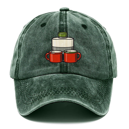 Flask And Two Mugs Geocaching Classic Cap – Forest Mist