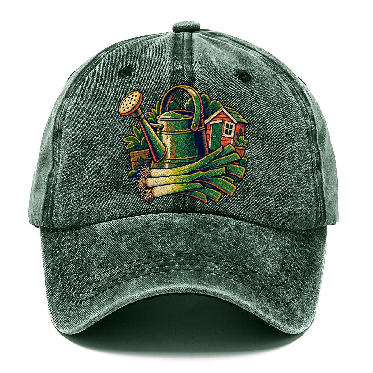 Allotment Shed Watering Can And Leeks Uk Culture Heritage Classic Cap – Forest Mist