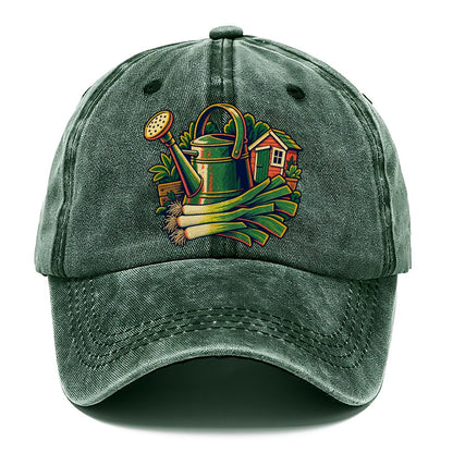 Allotment Shed Watering Can And Leeks Uk Culture Heritage Classic Cap – Forest Mist