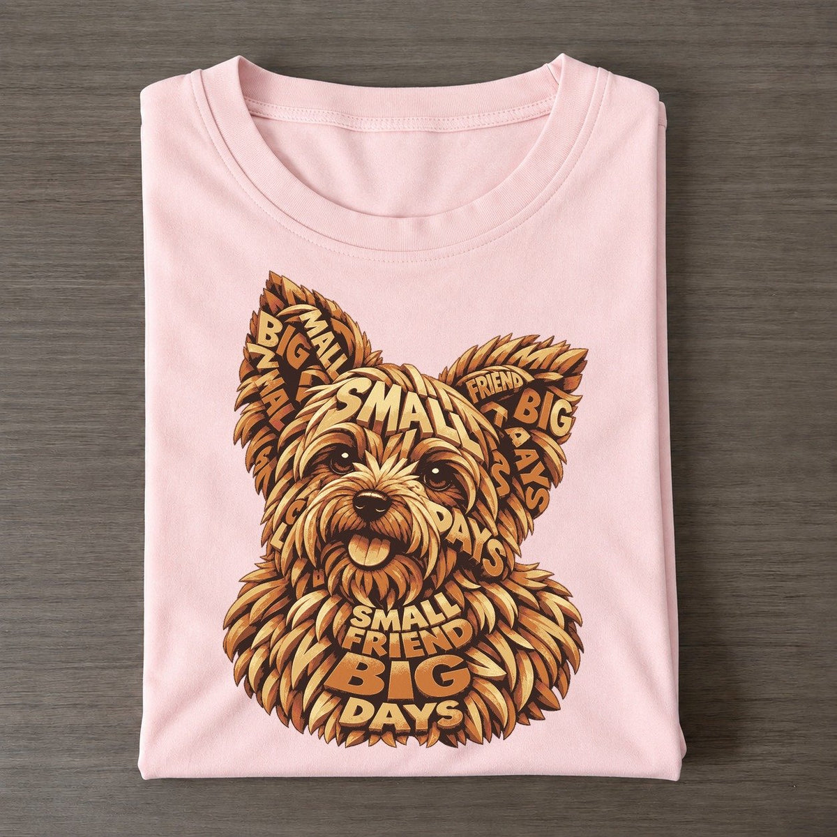 Yorkie Fringe Face Letter Sculpture Classic T-shirt – Pink