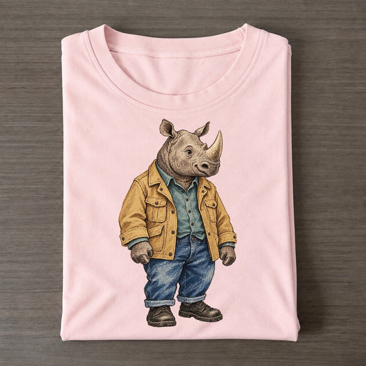 Rhinoceros Wardrobe Portrait Wild Wardrobe Portraits Classic T-shirt – Pink