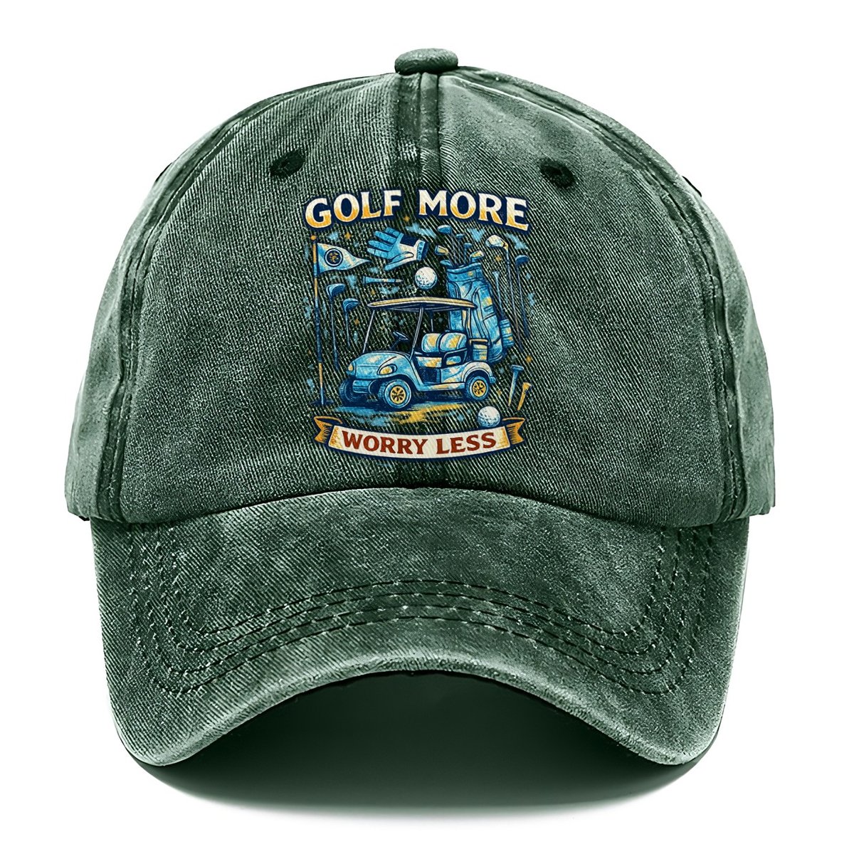 Golf More Worry Less Classic Cap – Forest Mist