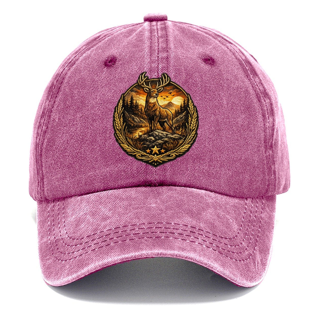Majestic Stag Sunset Wilderness Crest Classic Cap – Dusty Rose