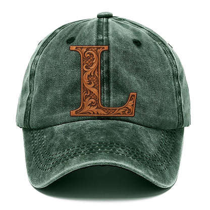 Tooled Leather L Monogram Classic Cap – Forest Mist
