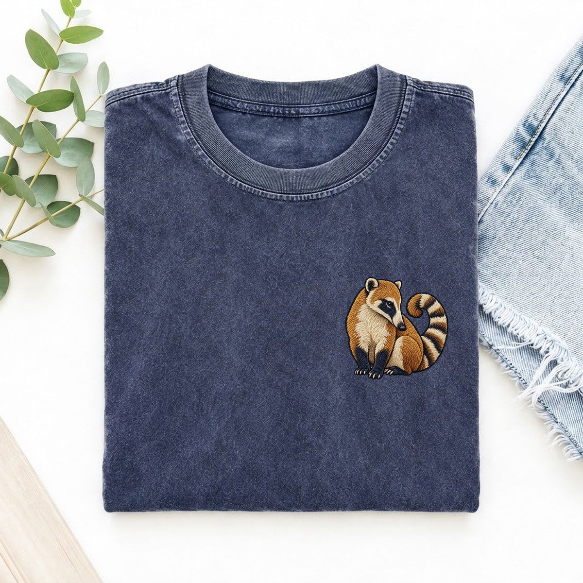 Coati Tail Curl Left Chest Thread Signatures II Left Chest Vintage T-shirt – Blue