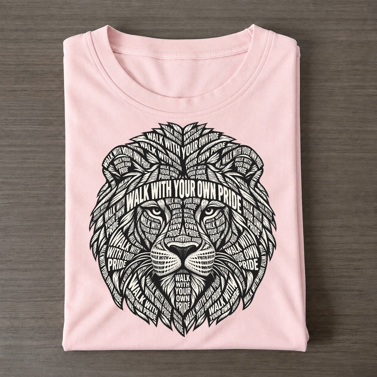 Lion Head Geometry Phrase Silhouette Classic T-shirt – Pink