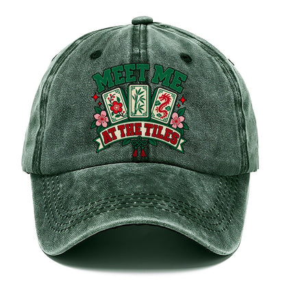 Meet Me At The Tiles Mahjong Game Night Classic Cap – Forest Mist