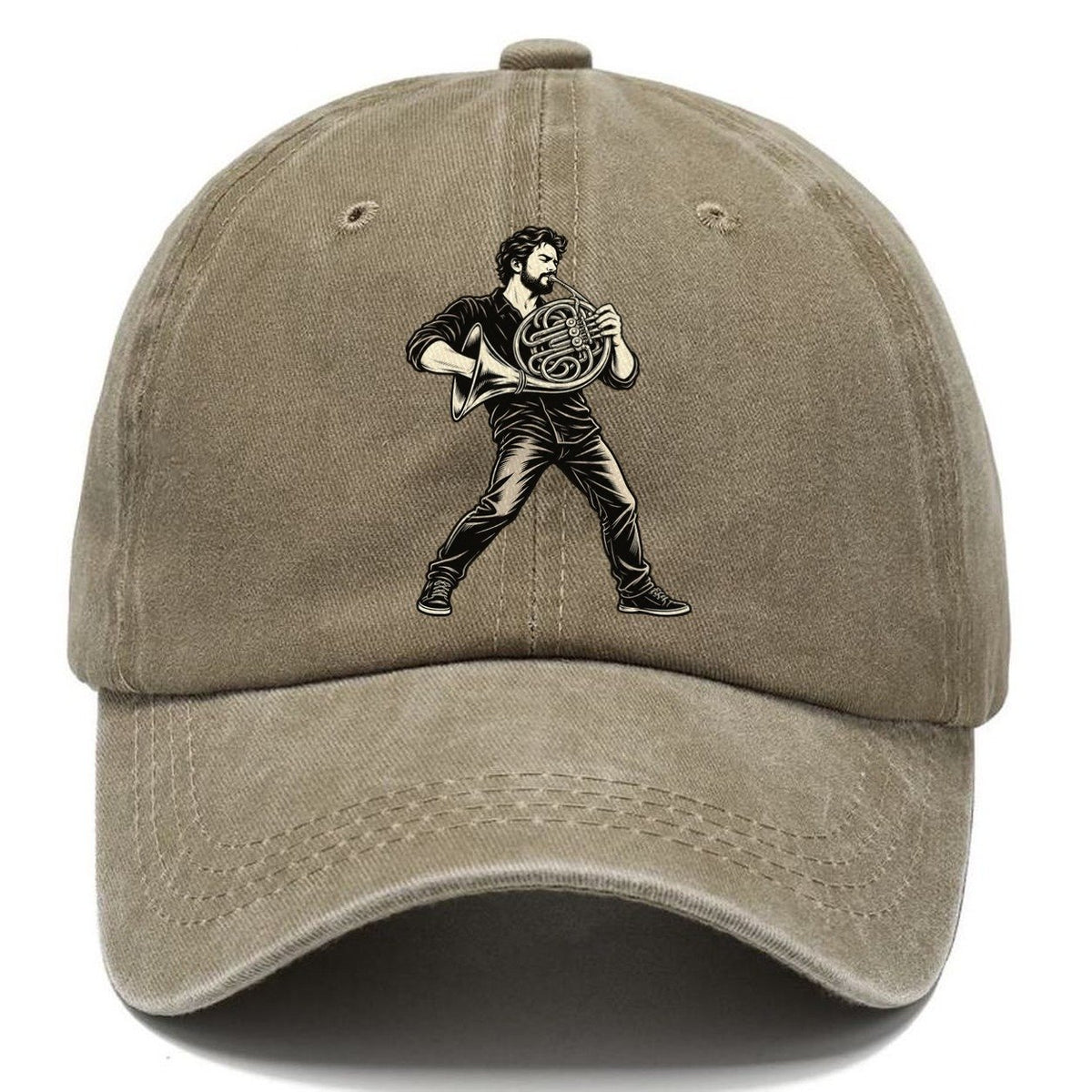 Horn Player Bright Phrase Global Music Ink Figures Classic Cap – Warm Sand