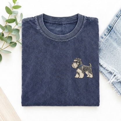 Schnauzer Beard Turn Keepsake Emblem Left Chest Vintage T-shirt – Blue