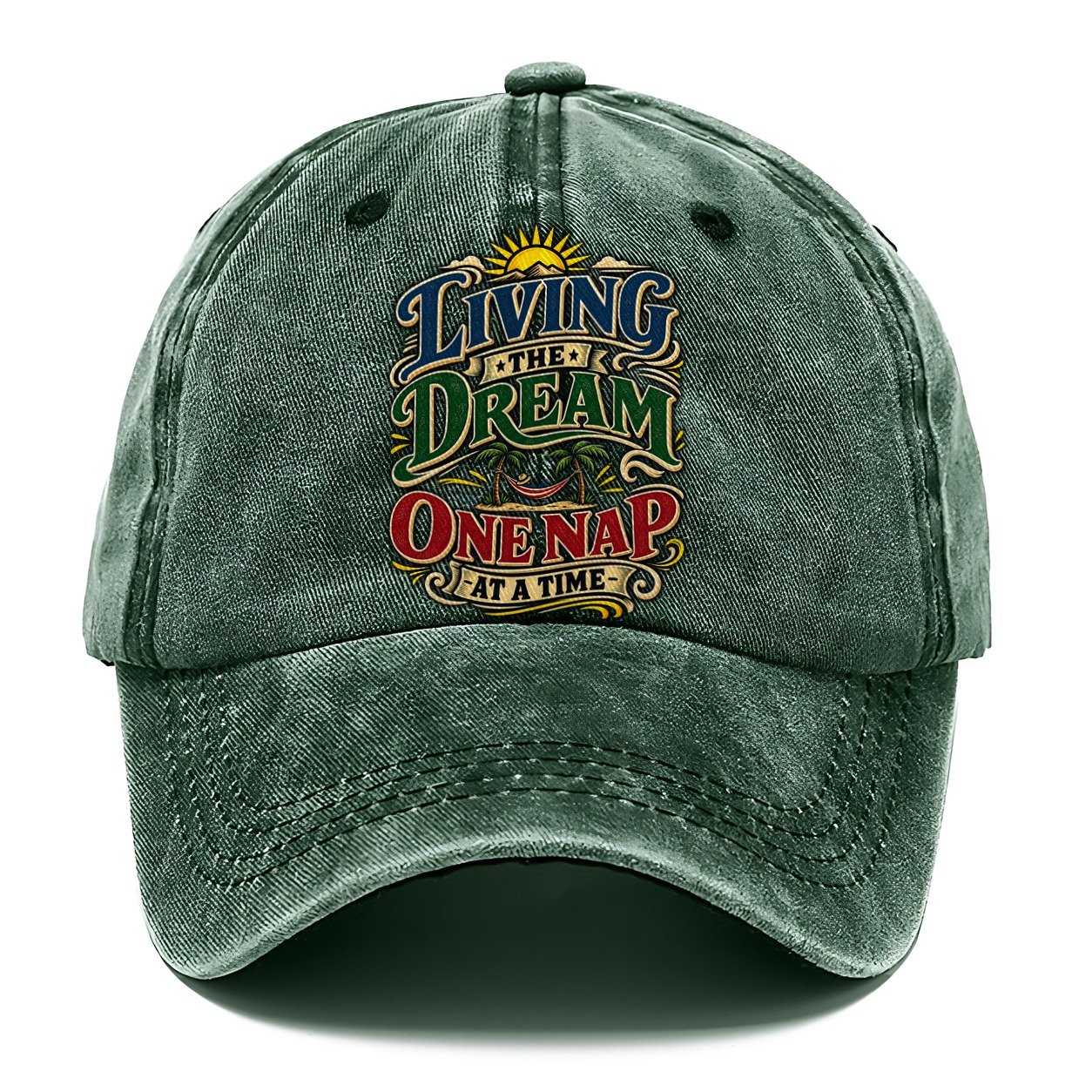 Living The Dream One Nap At A Time Retired Living Classic Cap – Forest Mist
