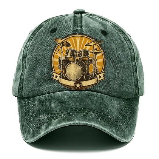 Vintage Sunburst Drum Kit Classic Cap – Forest Mist