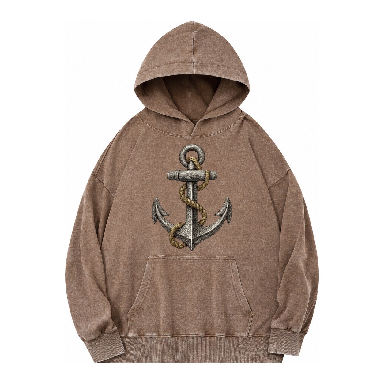 Anchor And Rope Vintage Washed Hoodie – Brown