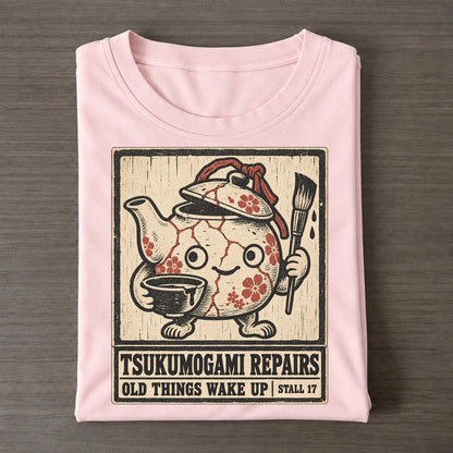 Tsukumogami Repairs Yokai Night Market Classic T-shirt – Pink