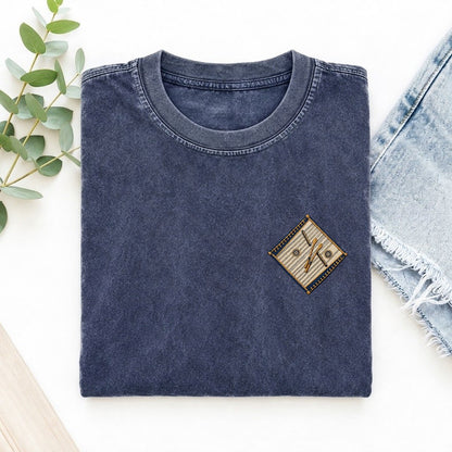 Dulcimer Hammer Pair Left Chest Vintage T-shirt – Blue