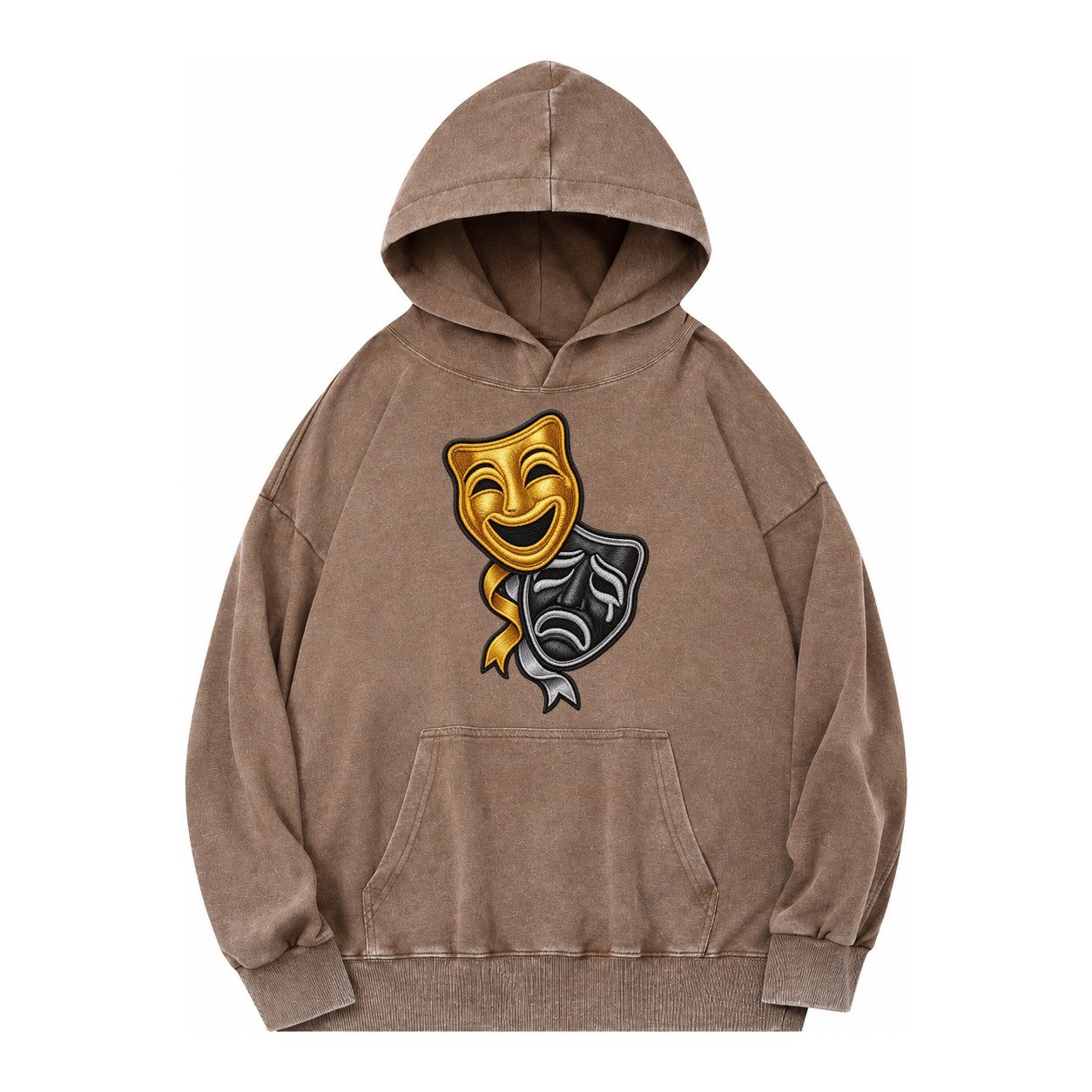 Broadway Masks Vintage Washed Hoodie – Brown