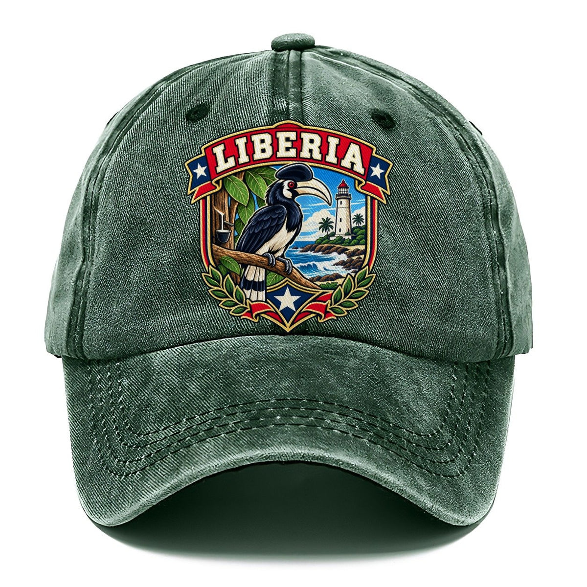 Liberia Retro Badge Country Logos Classic Cap – Forest Mist