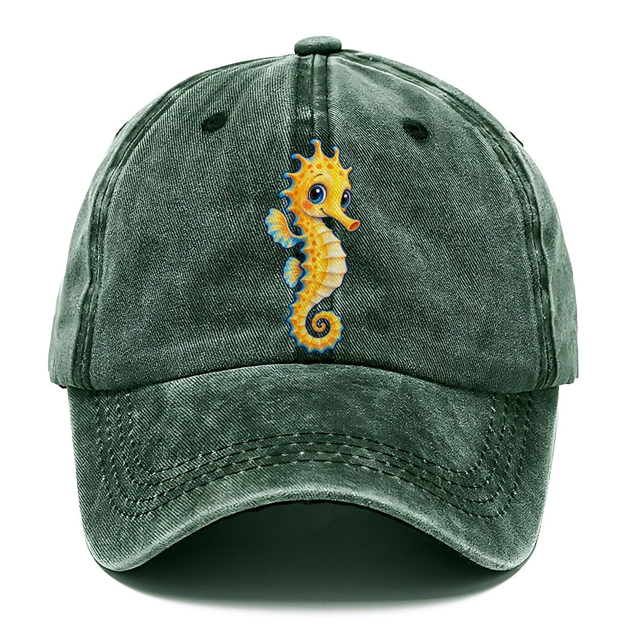 Seahorse Vertical Hello Sea Sprite Classic Cap – Forest Mist