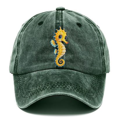 Seahorse Vertical Hello Sea Sprite Classic Cap – Forest Mist