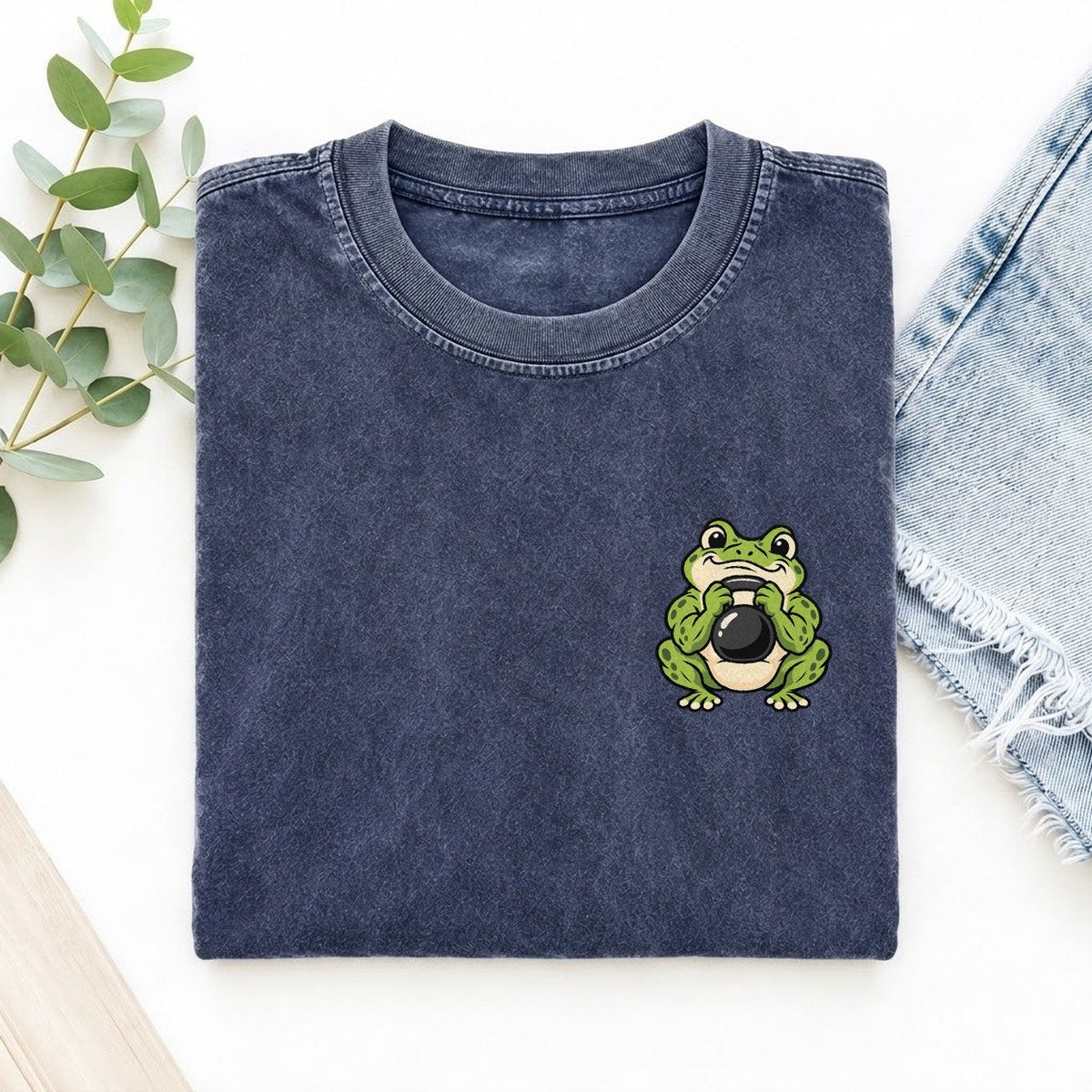 Kettlebell Frog Left Chest Vintage T-shirt – Blue