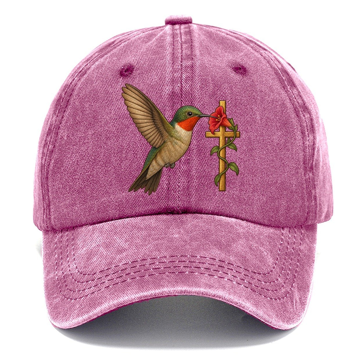 Hummingbird With Cross Classic Cap – Dusty Rose