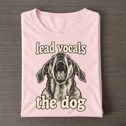 A Dog Head Thrown Back Mid Bark Seen From Slightly Below Bark For Me Classic T-shirt – Pink