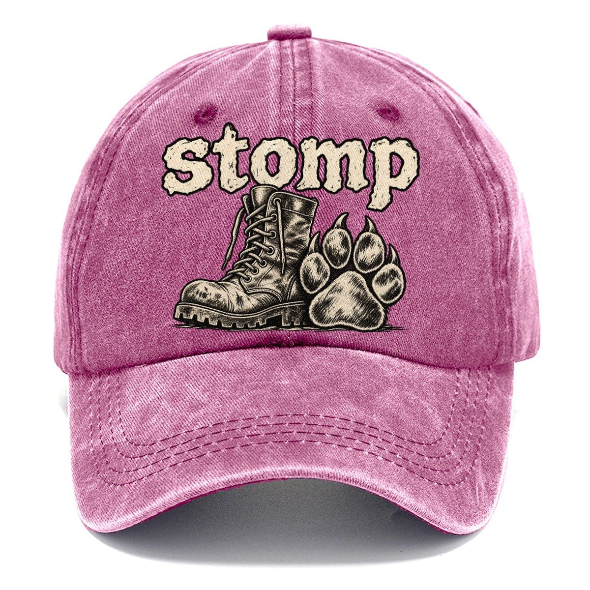 A Battered Lace Up Boot Beside One Large Dog Paw Print Bark For Me Classic Cap – Dusty Rose