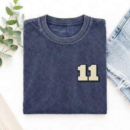 Number 11 Left Chest Vintage T-shirt – Blue