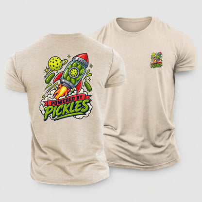 Powered By Pickles Pickleball Life Cotton T-Shirt – Sand