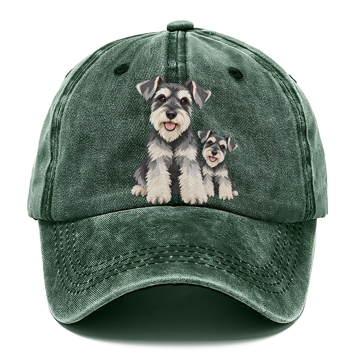 Cut-Paper Schnauzer Collage Classic Cap – Forest Mist
