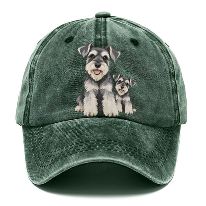 Cut-Paper Schnauzer Collage Classic Cap – Forest Mist