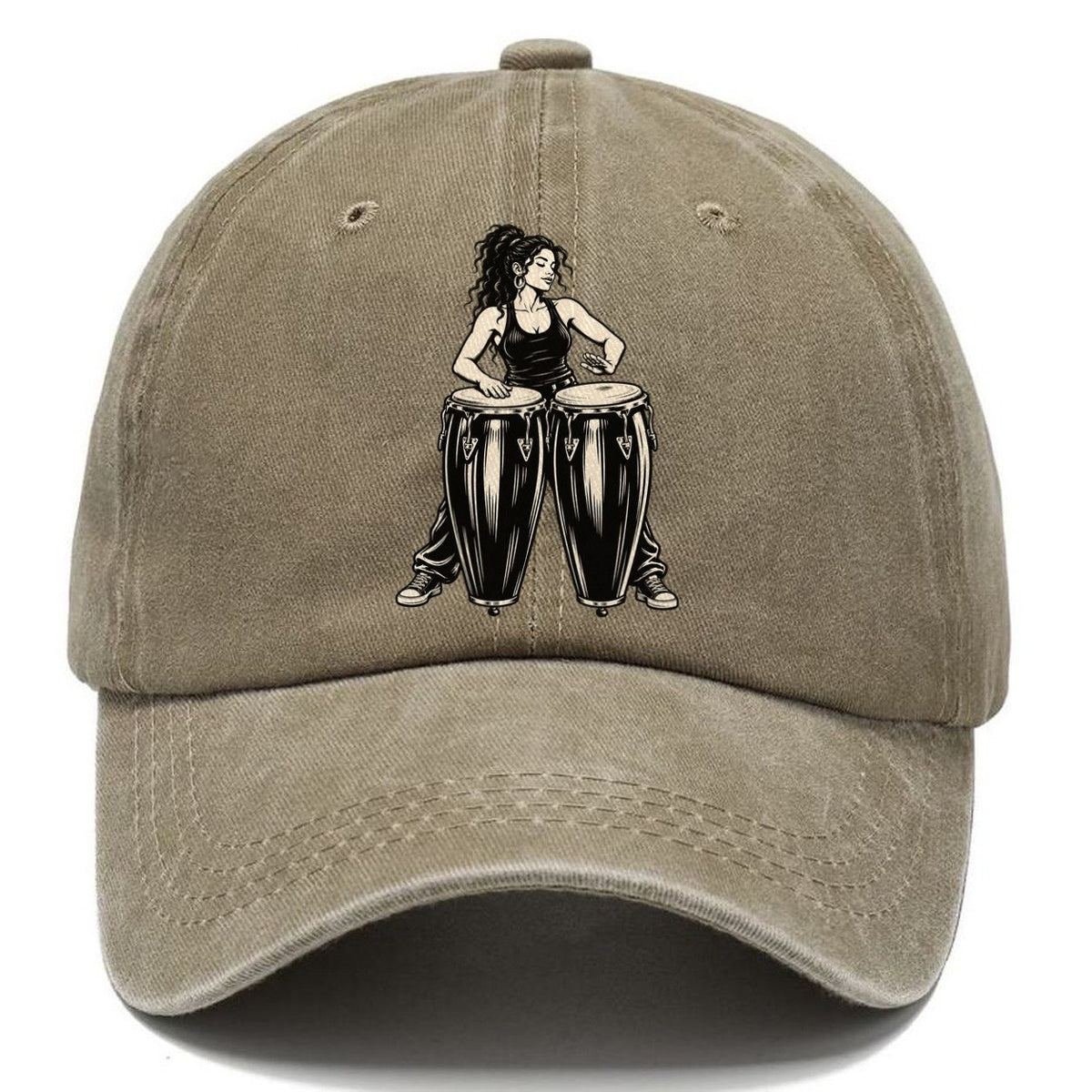 Conga Player Alternating Hands Global Music Ink Figures Classic Cap – Warm Sand