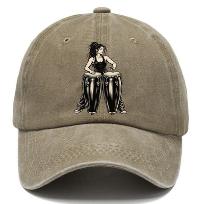 Conga Player Alternating Hands Global Music Ink Figures Classic Cap – Warm Sand