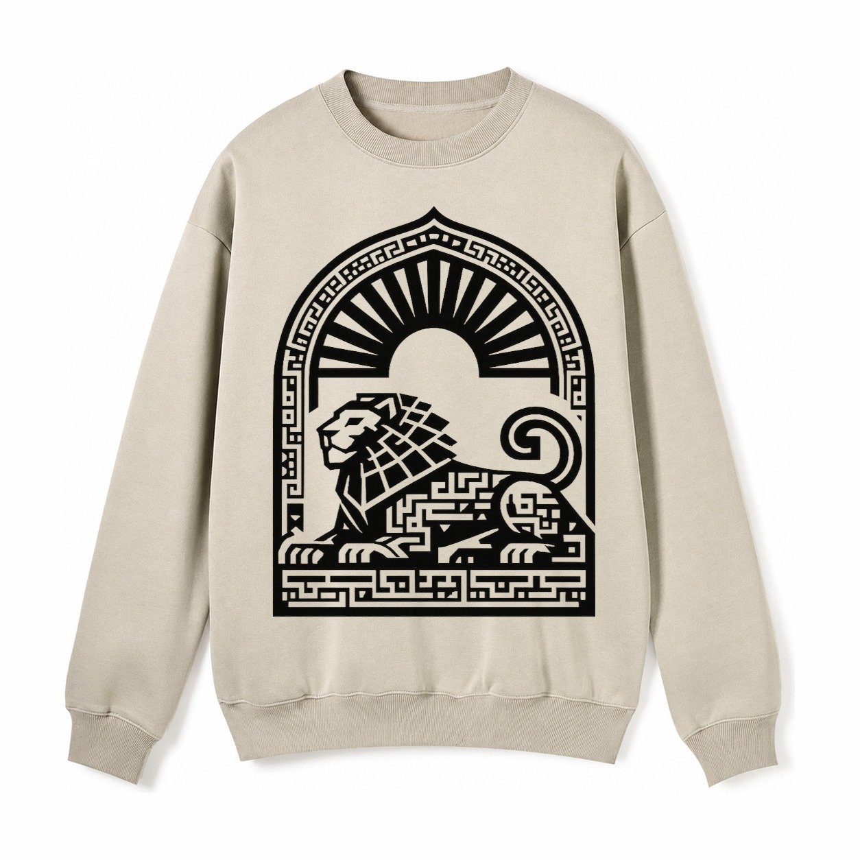 Persian Lion Arch Fleece Sweatshirt – Light Khaki