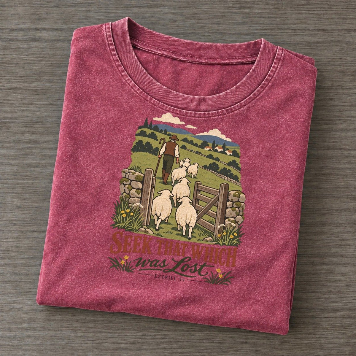 Seek That Which Was Lost The Counting Gate Vintage T-shirt – Raspberry
