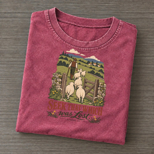 Seek That Which Was Lost The Counting Gate Vintage T-shirt – Raspberry