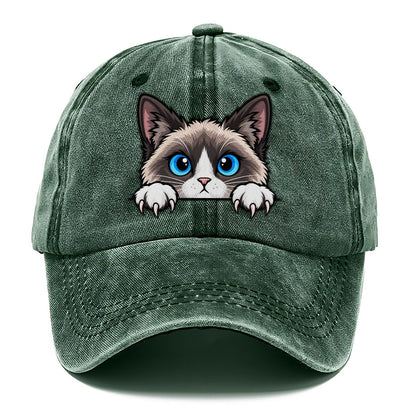 Snowshoe Cat Peeking Peeking Cats Classic Cap – Forest Mist